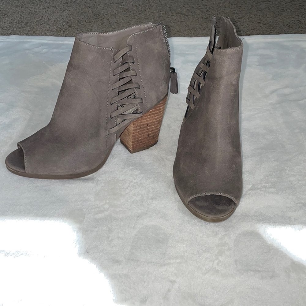 Sugar open toe bootie wedge heels